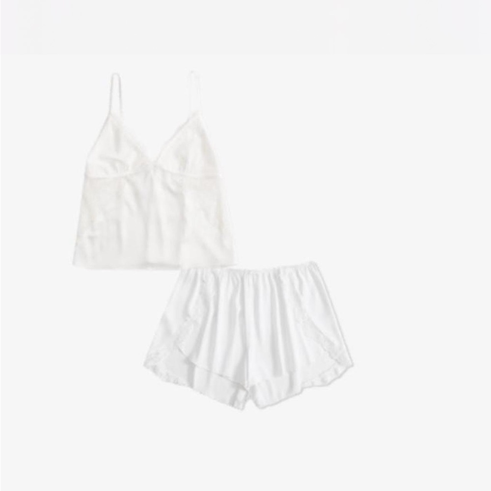 Abercombie White Satin Cami and Shorts Sleep Set
